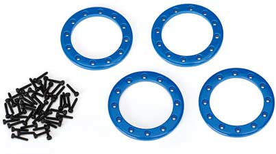 Beadlock rings, blue (1.9") (aluminum) (4)/ 2x10 CS (48)